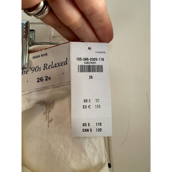 Abercrombie & Fitch 90s Relaxed Hi Rise Jeans Floral Embroidery, Size 26 2R, NWT - Picture 5 of 10